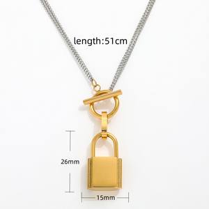 JOOLIM उच्च अंत स्टेनलेस स्टील ताला लटकन टॉगल स्टील रंग श्रृंखला हार 18K सोना मढ़वाया आभूषण थोक - Product Image 5