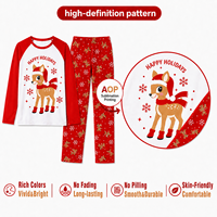 Ensemble de pyjamas assortis pour la famille avec imprimé renne rouge de Noël personnalisé, vêtements de nuit en polyester pour hommes, femmes et enfants, livraison directe POD MOQ 1PC