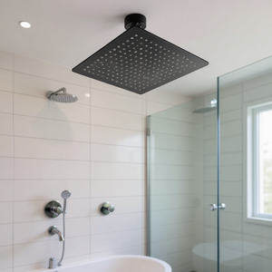 Elite Overhead Shower Head 10 Inches Square Matte Black Stainless Steel Ultra Thin Bathroom Shower - Product Image 2