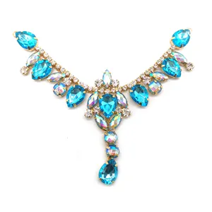 Đầy Màu Sắc Rhinestone Đường Viền Cổ Áo Cổ Áo Trang Trí May Trên Rhinestone Đính Kim Loại Phụ Kiện Kết Nối Mặc Bikini