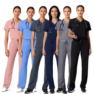 Cheap Women Classical Nurse Uniform Sets Scrub Set Salon Wear Casual Spa Uniform Medical Scrubs Set Uniforms