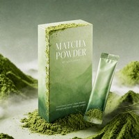 Poudre de matcha, emballage portable, personnalisable avec des étiquettes personnelles