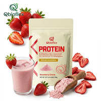 Poudre de protéines pré-entraînement Qbioflex Private Label à la saveur fraise avec peptides de collagène, brûleur de graisse, complément énergétique
