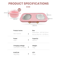 Chauffe-cire double pot 2-en-1 électrique 800cc, pot métallique pliable, prise universelle, garantie 1,5 an, pour salon de beauté et usage domestique