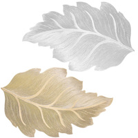 Set de table transfrontalier en plastique en forme de feuille, imperméable, moderne, minimaliste, haut de gamme, luxe léger, lavable et isolant thermique pour la salle à manger