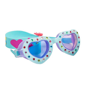 Children Swimming Goggles Heart Shape Rhinestone Decorated Anti Fog Waterproof <b>For</b> Girls Kids PC Lens Silicone Frame - Product Image 1