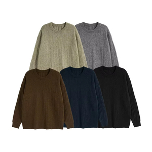 Oem Moda Chunky Malhas Masculinas Jumper Padrões Personalizados Logo Homens Inverno Tripulação Pescoço Oversize Pullover <span class=keywords><strong>Fuzzy</strong></span> Mohair Camisola De Malha - Product Image 1