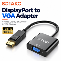 Adaptor DP ke VGA, Kabel Konverter DP Male ke VGA Female 0.2M 1080P untuk Monitor, Proyektor, Komputer, Laptop, HDTV, PVC OEM