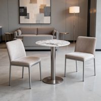 Tables à manger en marbre pour hôtels commerciaux, cafés, tables circulaires/petites modernes et minimalistes, durables, faciles à nettoyer, pour les réunions