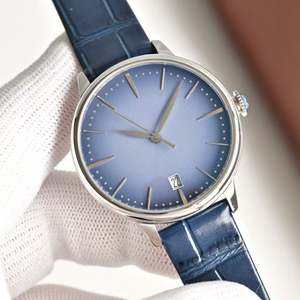 Reloj de pulsera deportivo de lujo para hombre, original, de aleación, con correa de piel de cocodrilo, azul, mecánico, antiguo, con puntero simple - Product Image 1