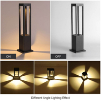 Lampe de colonne LED carrée en aluminium étanche IP65 moderne pour l'aménagement paysager, éclairage extérieur pour jardin, allée, pelouse