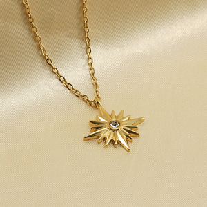 ZOGXIN Eight Pointed Star Pendant Necklace 18K Gold Plated Titanium Steel Clavicle Chain Women's Jewelry Gift - Product Image 4