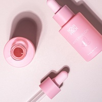 Magnifique flacon compte-gouttes pour huile visage 20ml 30ml 40ml 50ml 60ml, flacon de sérum en verre rose 1oz 2oz à épaule plate avec compte-gouttes coloré