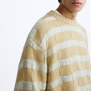 Jersey con logotipo personalizado OEM y ODM, suéter con textura a rayas para hombre, suéter de punto de manga larga, ropa de moda para hombre, suéter de punto para hombre - Product Image 5