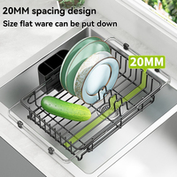 Égouttoir à vaisselle extensible antirouille multifonctionnel, support de rangement peu encombrant pour l'organisation du comptoir de cuisine