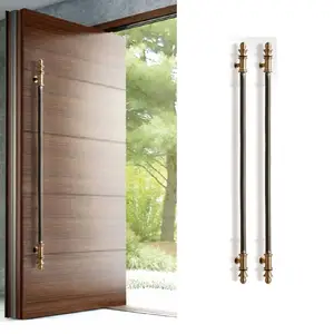 ブロンズ真ちゅう製メインドアプルハンドル木製ドア用モダンプルハンドルミニマリストホテルのドアと窓のハンドル3年2個HDSAFE