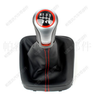 หัวเกียร์หนัง Volkswagen Golf 5 6 สปีด พร้อมตะเข็บสีแดง ดีไซน์ตามหลักสรีรศาสตร์ - Product Image 1