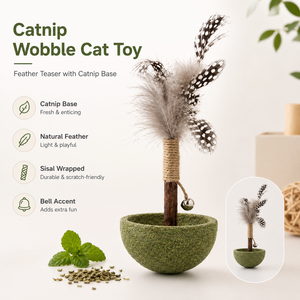 Jouet interactif pour chat avec plumes, bâtonnet naturel à gratter avec clochette, jouet d'intérieur pour chatons curieux - Product Image 6