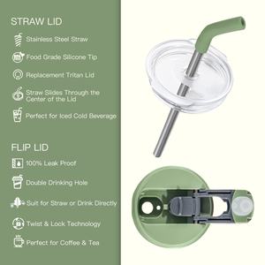 Meilleure vente Machine à glaçons de grande capacité double couche 18oz à corps droit avec tasse à café en paille - Product Image 4