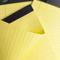 Bloc-notes classique jaune 309 x 127 mm ligné avec marge rouge pour notes de bureau, scolaires et professionnelles