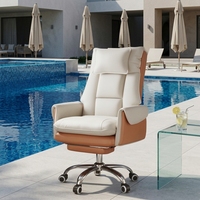 Chaise de bureau de direction de luxe ergonomique inclinable pivotante en acier à dossier haut avec appuie-tête réglable et siège de travail confortable