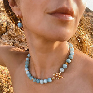 เครื่องประดับกันน้ำไม่หมอง ฐานสแตนเลส 316L ชุบทอง 14k 18k PVD ประดับด้วยลูกปัดพลอยธรรมชาติ สร้อยคอสำหรับผู้หญิง - Product Image 1