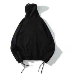 Sweat à capuche tendance noir à fermeture éclair intégrale, style hip-hop, broderie sur le devant, manches longues, sweat-shirts à capuche - Product Image 2