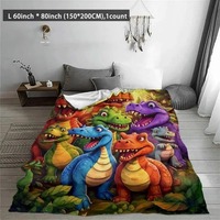 Couverture en flanelle populaire à imprimé animal mignon, motif dinosaure de dessin animé coloré, pour canapé, chambre, salle de jeux, décoration intérieure, cadeau