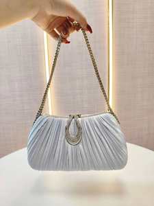 Bolso de Noche para Mujer, Elegante y Moderno, con Forro de Seda, de Poliéster, Color Sólido, Plisado, con Cierre de Seguridad, Ideal para Bodas y Banquetes - Product Image 3