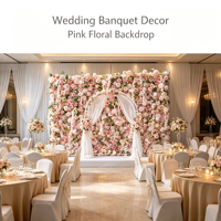 Panneaux muraux de fleurs artificielles rose poudré personnalisés, pliables, réutilisables, imperméables, pour toile de fond de mariage et événements commerciaux, photographie