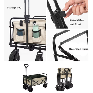 Chariot pliable de camping en plein air de grande capacité Structure fermée <span class=keywords><strong>Remorque</strong></span> de pique-nique tirée à la main pour <span class=keywords><strong>tente</strong></span> de voyage Support personnalisé OEM - Product Image 4