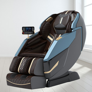 Fauteuil de massage musical de luxe, corps entier, bras robotisé 4D, zéro gravité, usage domestique, bleu et brun foncé - Product Image 1