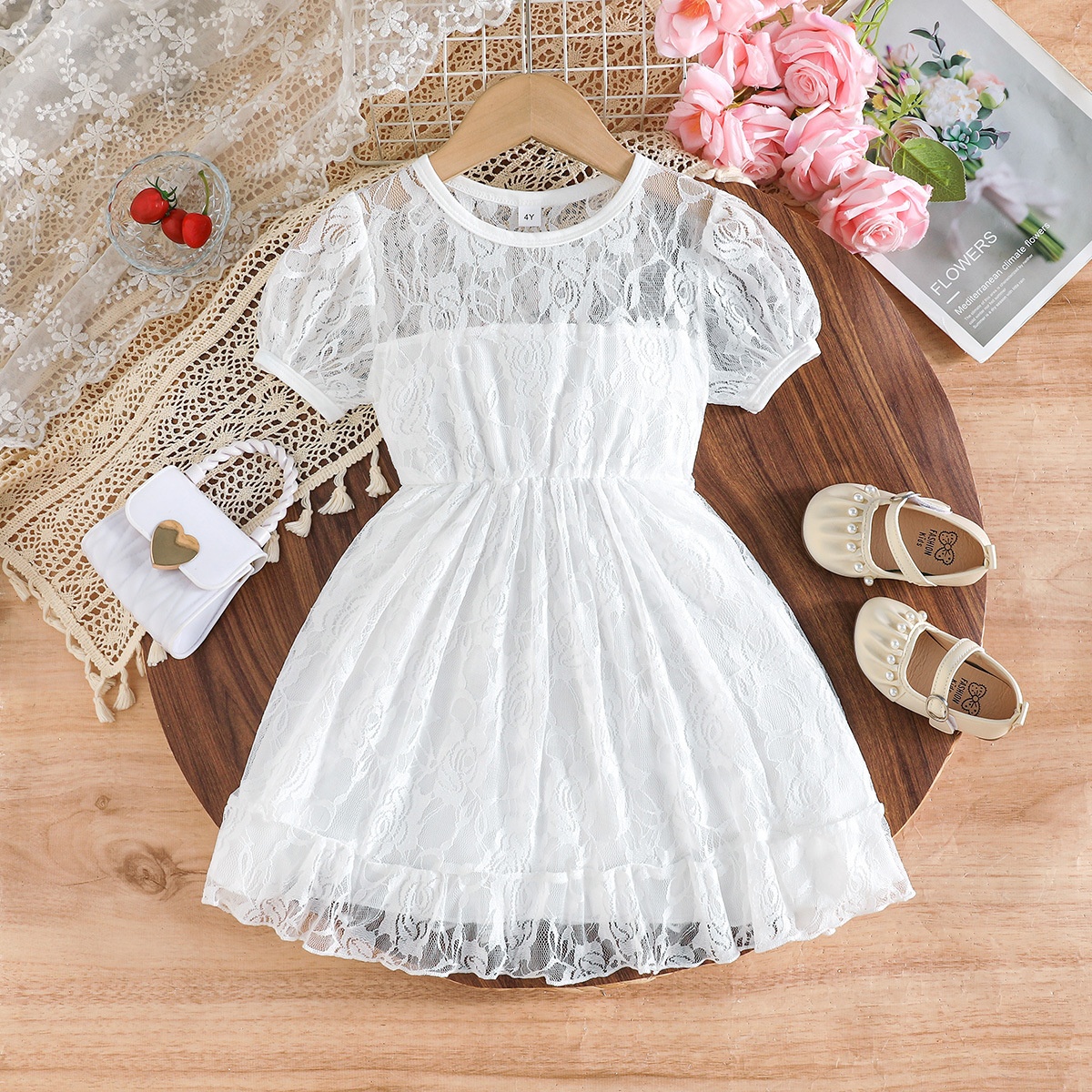 chinese dress ladies A Line Short White Lace Prom Dresses, Short White Lace Formal Homecomi –  jbydress main image 0