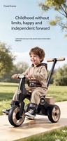Tricycle électrique pour enfants avec poignée de poussée, voiture jouet multifonctionnelle à 3 roues pour tout-petits, poussette d'extérieur, plusieurs couleurs
