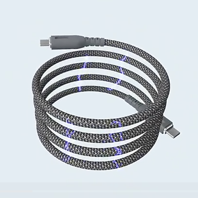 2024 Portable Easy-coil Fast Charging Usb Cable Self-winding Magnetic Charging Cable for Mobile Phone