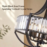 Lustre moderne en cristal noir pour salle à manger, lampe suspendue réglable en hauteur au-dessus de la table