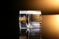 Vaso de whisky de cristal K9 sin plomo, tallado a mano con patrón Edo Kiriko de cebada, grabado, para whisky, bourbon, whisky escocés, licor, elegante.