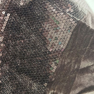 Prezzo all'ingrosso Sexy tessuto di <span class=keywords><strong>pizzo</strong></span> con paillettes di <span class=keywords><strong>lino</strong></span> in velluto marrone cioccolato per abito da cerimonia - Product Image 3