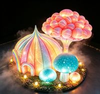 Regenbogen-Pilzschloss-Laternen Wunderland Dekorative Beleuchtung für Einkaufsstraßen, Parks, Plätze und Veranstaltungsorte