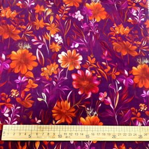 Tissu en coton biologique tissé pour vêtements féminins, design floral rouge personnalisé, tissu <span class=keywords><strong>imprimé</strong></span> 100% coton pour robes - Product Image 4