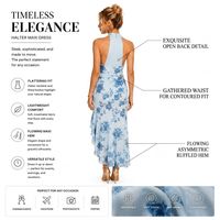 Robe longue florale sexy à col halter pour femme, imprimé personnalisé, dos ouvert élégant, ourlet queue de poisson, robe de soirée