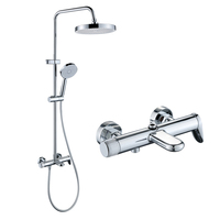 Ensemble de robinetterie de douche en laiton avec douchettes à jet pluie et douchette à main, système de douche mural pour la rénovation de salles de bain d'appartements