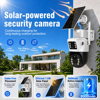 Caméra IP CCTV sans fil à double objectif 6MP 3K, 7,7W, alimentée par énergie solaire, alarme intelligente, faible consommation d'énergie, caméra PTZ, mémoire/carte SD
