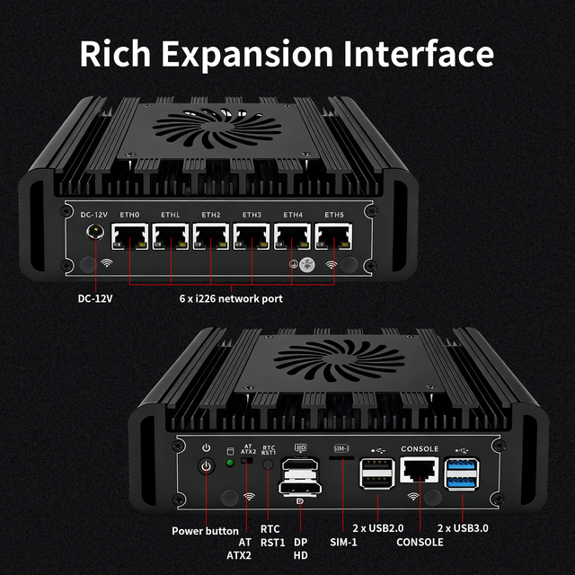 N150 Thin Client Mini PC 6x2.5G Lan Ports HD DP Win 11 Proxmox Mini Server Home Theater / Office PC / Network Router / NAS 4G