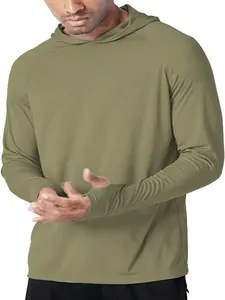 Wholesale Quick Dry Lightweight Men's UPF 50+ Sun Protection Hooded Shirt Long Sleeve UV Sports Fishing Shirt For Men