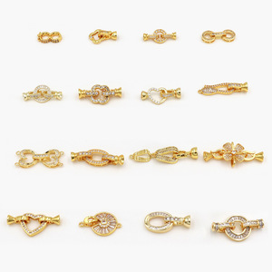 18k Gold Color Preserving Zircon Clasp Mixed Shapes DIY Jewelry Accessories For <b>Bracelet</b> Making <b>Copper</b> Plated Findings - Product Image 3