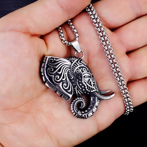 Kalung Liontin Pria Gaya <span class=keywords><strong>Retro</strong></span> Eropa Amerika 2026, Liontin Tengkorak Baja Anti Karat, Kalung Rantai Baja Anti Karat, Perhiasan Viking Odin - Product Image 6