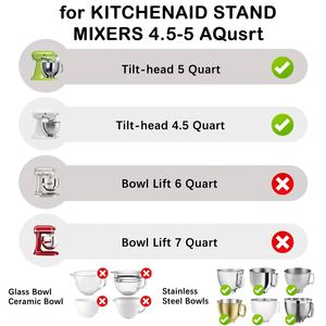 Revêtements de bol mélangeur en silicone jetables compatibles avec les mélangeurs KitchenAid à tête inclinable, inserts de bol pour batteur sur socle, couvercles, compatibles lave-vaisselle et four - Product Image 2