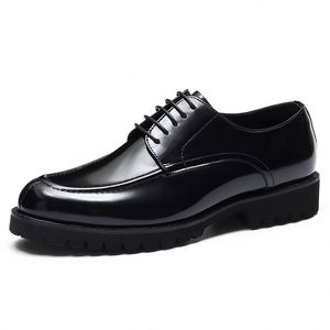 Men's Luxurious Shiny Leather <b>Pointed</b> Dress Shoes, Lace-up Style, Brown New Waterproof - Suitable for Weddings - Product Image 1