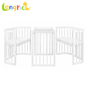Lit bébé convertible 6-en-1 en bois avec roulettes, lit multifonctionnel pour nourrisson, lit pour tout-petit et lit superposé pour enfants - Product Image 4